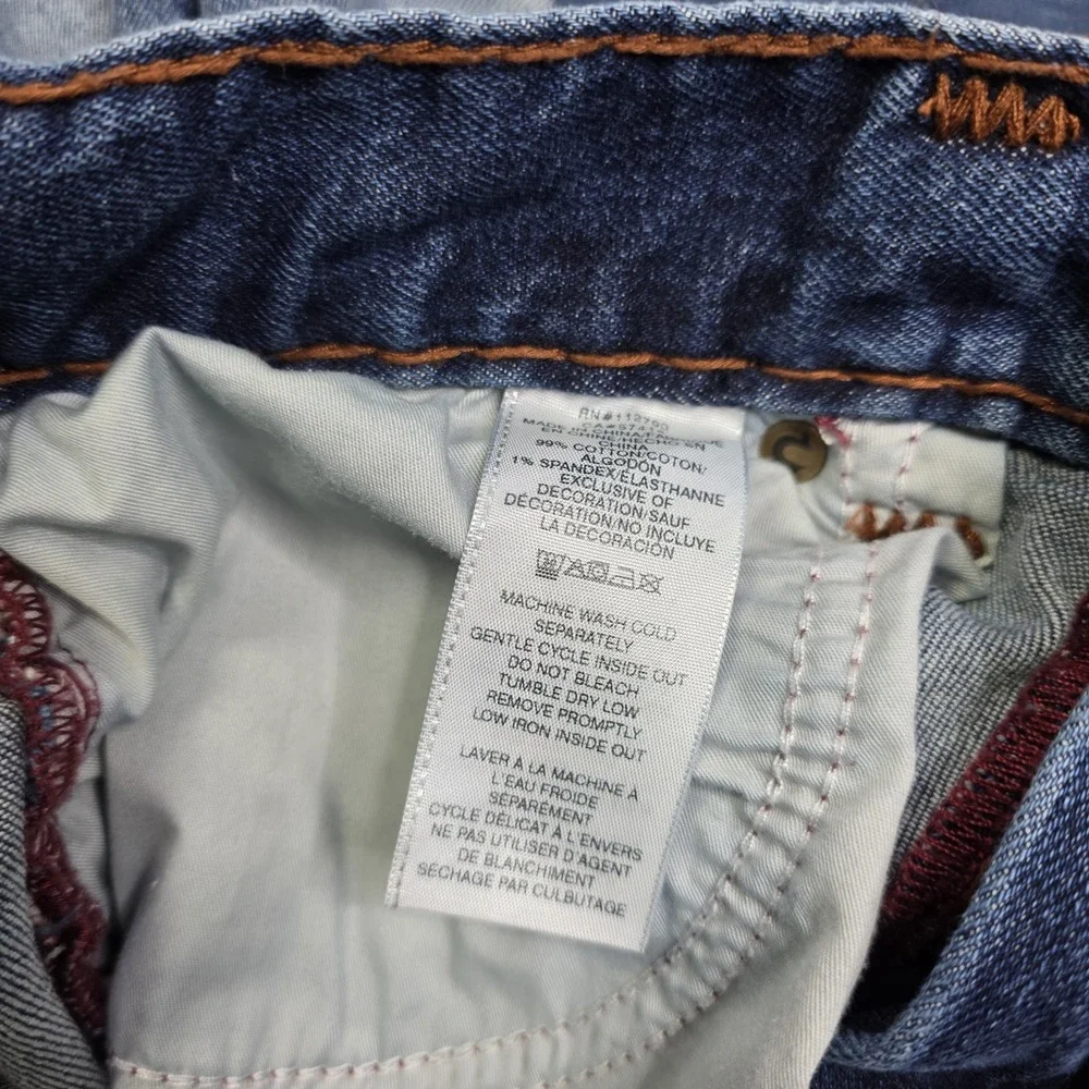 True Religion Ricky Super T Flap Jeans Size 31 Thick Red Contrast‎ Stitch USA